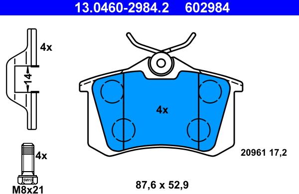 ATE 13.0460-2984.2 - Bremžu uzliku kompl., Disku bremzes autospares.lv