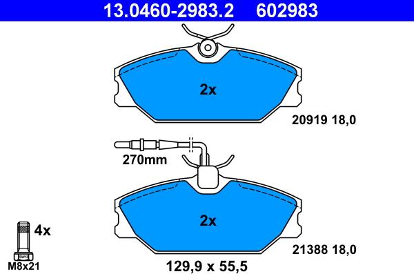 ATE 13.0460-2983.2 - Bremžu uzliku kompl., Disku bremzes www.autospares.lv