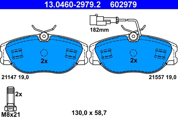 ATE 13.0460-2979.2 - Bremžu uzliku kompl., Disku bremzes autospares.lv