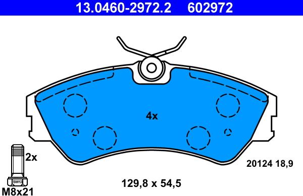 ATE 13.0460-2972.2 - Тормозные колодки, дисковые, комплект www.autospares.lv