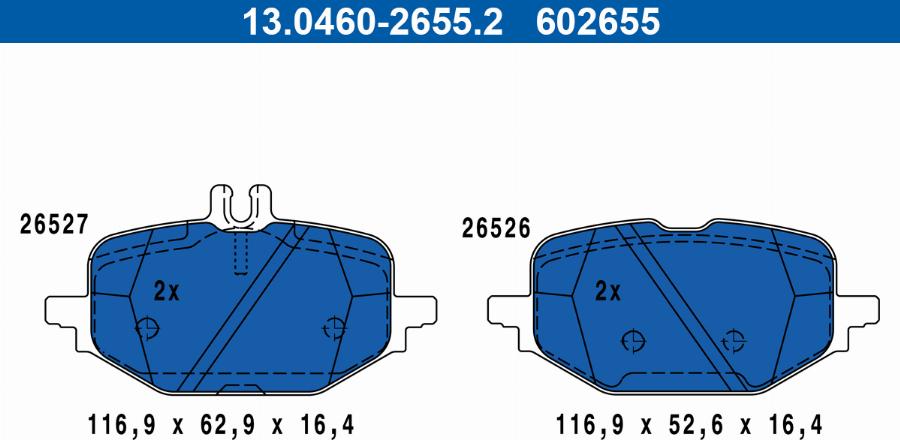 ATE 13.0460-2655.2 - Bremžu uzliku kompl., Disku bremzes www.autospares.lv