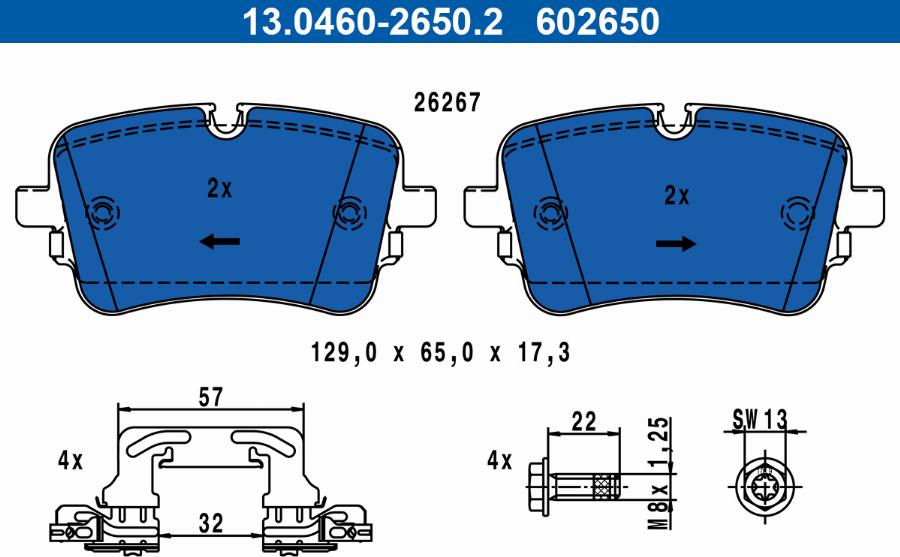 ATE 13046026502 - Bremžu uzliku kompl., Disku bremzes www.autospares.lv