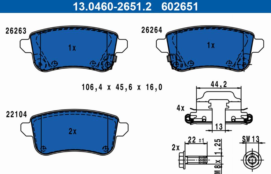 ATE 13.0460-2651.2 - Bremžu uzliku kompl., Disku bremzes www.autospares.lv