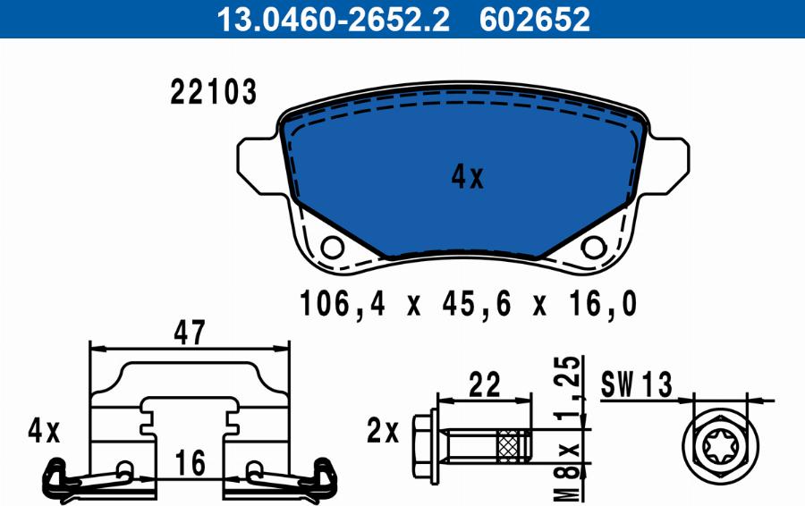 ATE 13.0460-2652.2 - Bremžu uzliku kompl., Disku bremzes www.autospares.lv