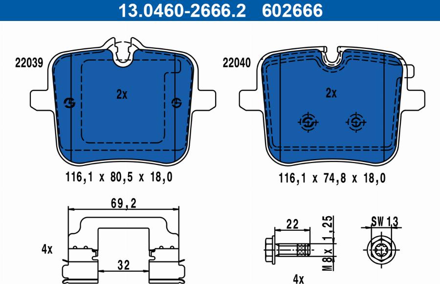 ATE 13.0460-2666.2 - Bremžu uzliku kompl., Disku bremzes www.autospares.lv