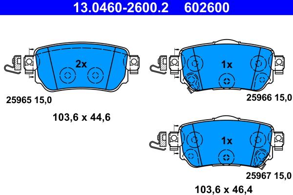 ATE 13.0460-2600.2 - Bremžu uzliku kompl., Disku bremzes www.autospares.lv