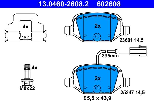 ATE 13.0460-2608.2 - Bremžu uzliku kompl., Disku bremzes www.autospares.lv