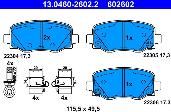 ATE 13.0460-2602.2 - Bremžu uzliku kompl., Disku bremzes www.autospares.lv