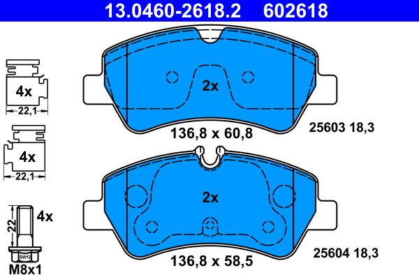 ATE 13.0460-2618.2 - Bremžu uzliku kompl., Disku bremzes www.autospares.lv