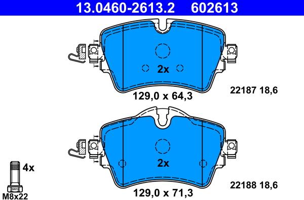 ATE 13.0460-2613.2 - Bremžu uzliku kompl., Disku bremzes www.autospares.lv