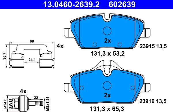 ATE 13.0460-2639.2 - Bremžu uzliku kompl., Disku bremzes www.autospares.lv