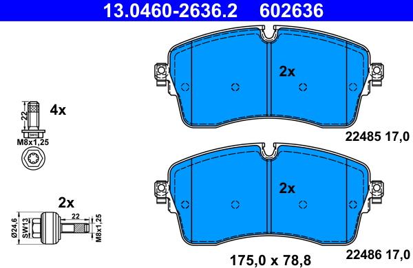 ATE 13.0460-2636.2 - Bremžu uzliku kompl., Disku bremzes www.autospares.lv