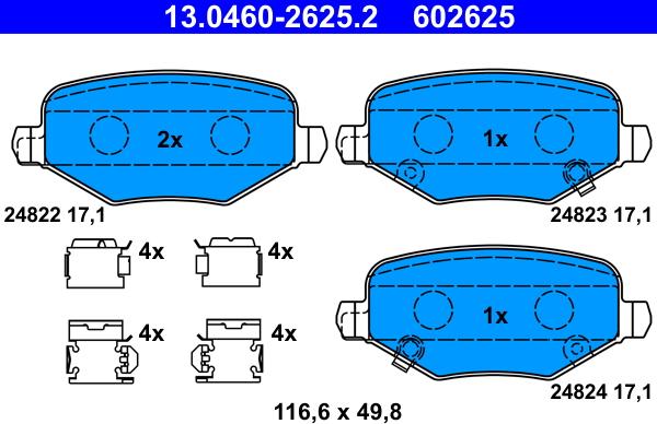 ATE 13.0460-2625.2 - Bremžu uzliku kompl., Disku bremzes www.autospares.lv