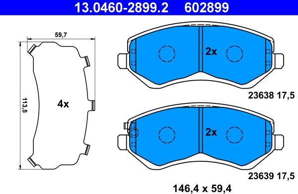 ATE 13.0460-2899.2 - Bremžu uzliku kompl., Disku bremzes www.autospares.lv