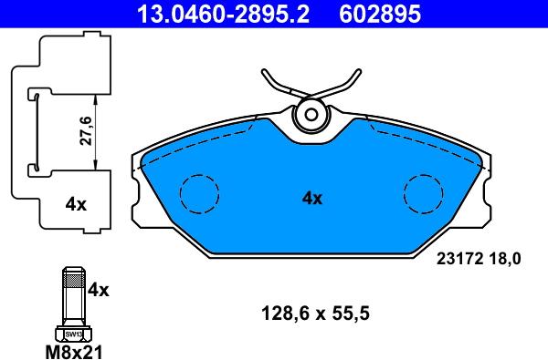 ATE 13.0460-2895.2 - Bremžu uzliku kompl., Disku bremzes autospares.lv