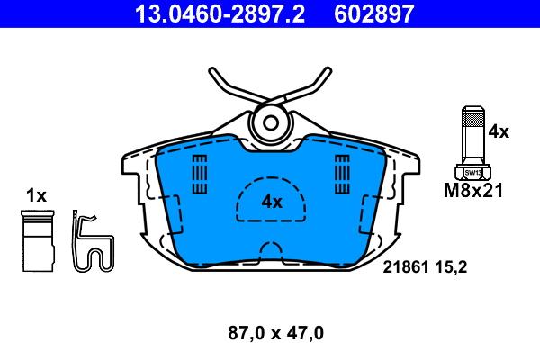 ATE 13.0460-2897.2 - Brake Pad Set, disc brake www.autospares.lv