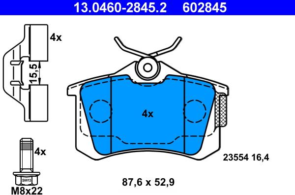 ATE 13.0460-2845.2 - Bremžu uzliku kompl., Disku bremzes www.autospares.lv