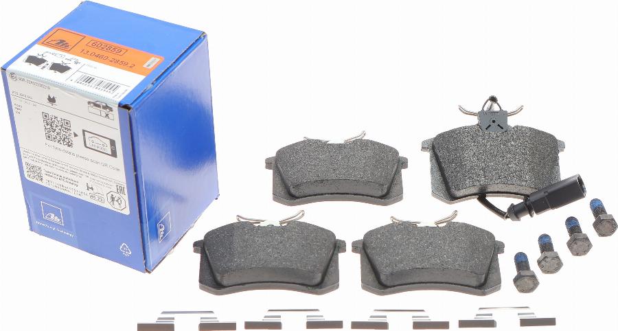 ATE 13.0460-2859.2 - Тормозные колодки, дисковые, комплект www.autospares.lv