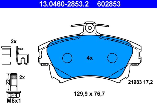 ATE 13.0460-2853.2 - Bremžu uzliku kompl., Disku bremzes autospares.lv