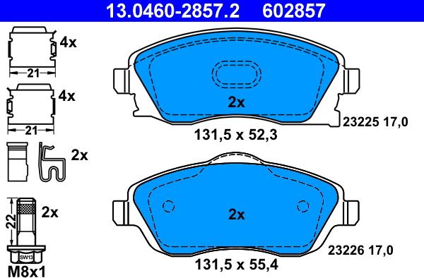 ATE 13.0460-2857.2 - Brake Pad Set, disc brake www.autospares.lv