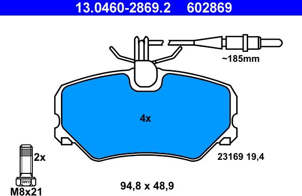 ATE 13.0460-2869.2 - Bremžu uzliku kompl., Disku bremzes autospares.lv