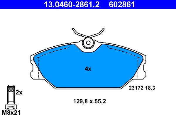 ATE 13.0460-2861.2 - Bremžu uzliku kompl., Disku bremzes autospares.lv