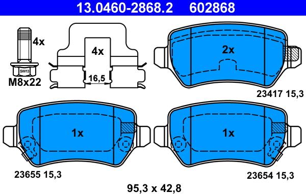 ATE 13.0460-2868.2 - Bremžu uzliku kompl., Disku bremzes www.autospares.lv