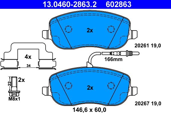 ATE 13.0460-2863.2 - Bremžu uzliku kompl., Disku bremzes www.autospares.lv