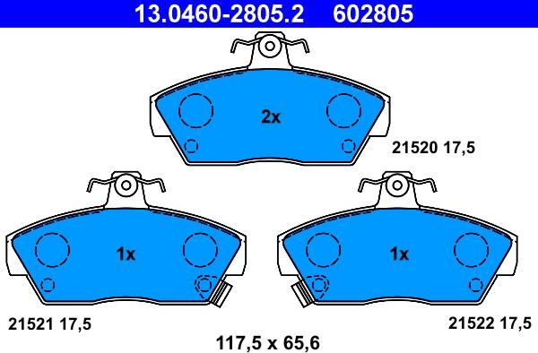 ATE 13.0460-2805.2 - Тормозные колодки, дисковые, комплект www.autospares.lv