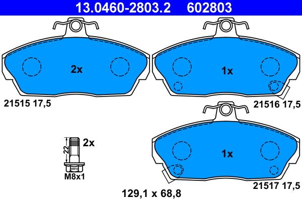 ATE 13.0460-2803.2 - Тормозные колодки, дисковые, комплект www.autospares.lv