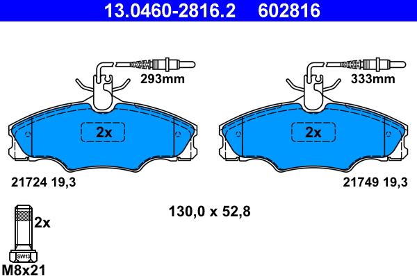 ATE 13.0460-2816.2 - Bremžu uzliku kompl., Disku bremzes www.autospares.lv