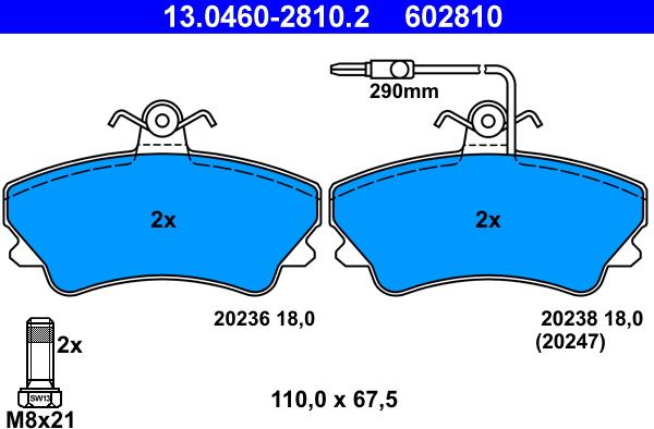 ATE 13.0460-2810.2 - Bremžu uzliku kompl., Disku bremzes www.autospares.lv