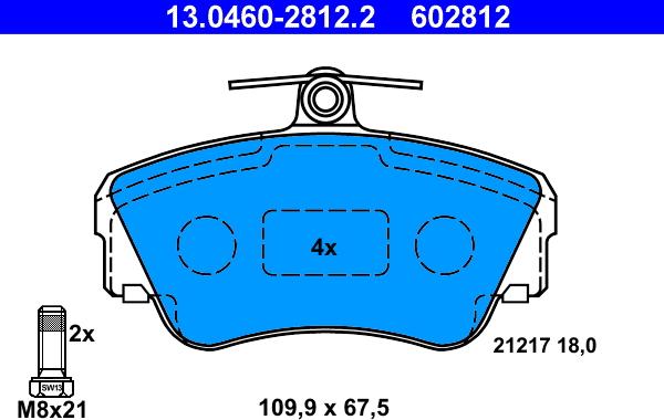 ATE 13.0460-2812.2 - Bremžu uzliku kompl., Disku bremzes www.autospares.lv