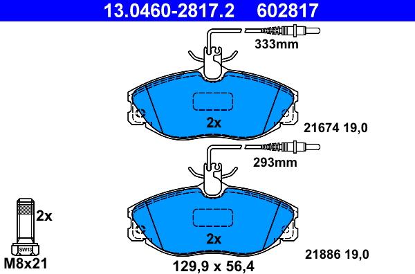 ATE 13.0460-2817.2 - Bremžu uzliku kompl., Disku bremzes www.autospares.lv