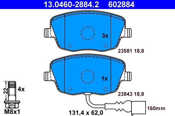 ATE 13.0460-2884.2 - Bremžu uzliku kompl., Disku bremzes autospares.lv