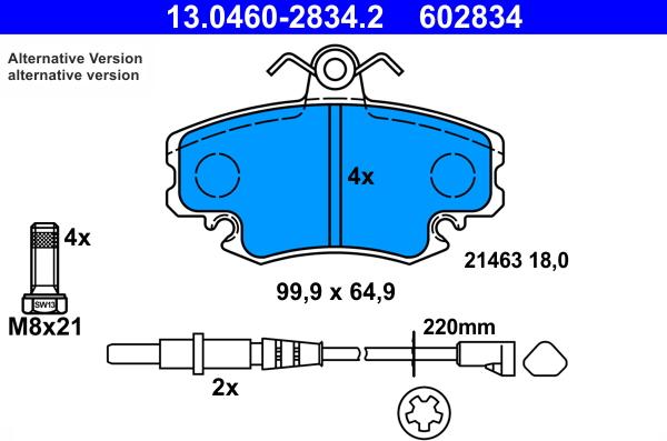 ATE 13.0460-2834.2 - Bremžu uzliku kompl., Disku bremzes www.autospares.lv