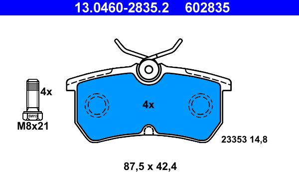 ATE 13.0460-2835.2 - Bremžu uzliku kompl., Disku bremzes www.autospares.lv