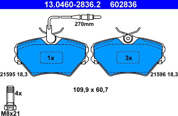 ATE 13.0460-2836.2 - Bremžu uzliku kompl., Disku bremzes www.autospares.lv