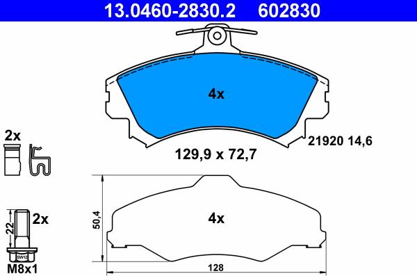 ATE 13.0460-2830.2 - Тормозные колодки, дисковые, комплект www.autospares.lv