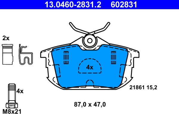 ATE 13.0460-2831.2 - Bremžu uzliku kompl., Disku bremzes www.autospares.lv