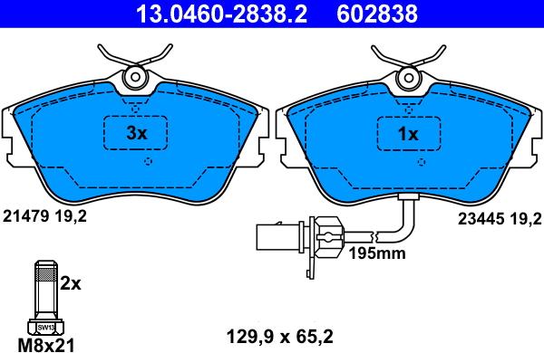 ATE 13.0460-2838.2 - Bremžu uzliku kompl., Disku bremzes autospares.lv