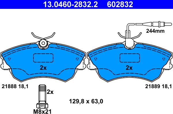 ATE 13.0460-2832.2 - Brake Pad Set, disc brake www.autospares.lv