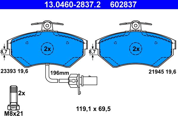 ATE 13.0460-2837.2 - Bremžu uzliku kompl., Disku bremzes www.autospares.lv