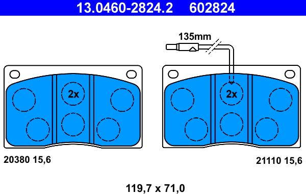 ATE 13.0460-2824.2 - Bremžu uzliku kompl., Disku bremzes autospares.lv