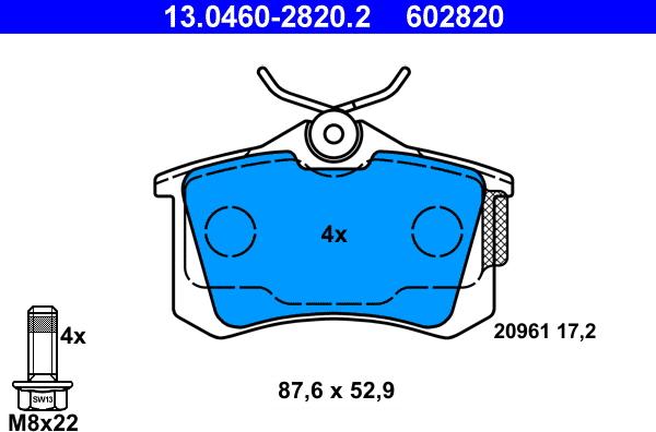 ATE 13.0460-2820.2 - Bremžu uzliku kompl., Disku bremzes autospares.lv