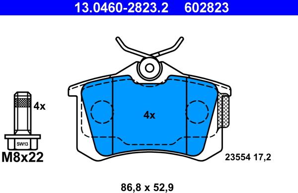 ATE 13.0460-2823.2 - Bremžu uzliku kompl., Disku bremzes autospares.lv