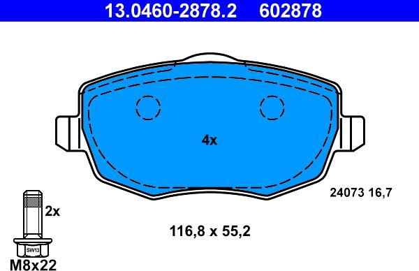 ATE 13.0460-2878.2 - Bremžu uzliku kompl., Disku bremzes www.autospares.lv