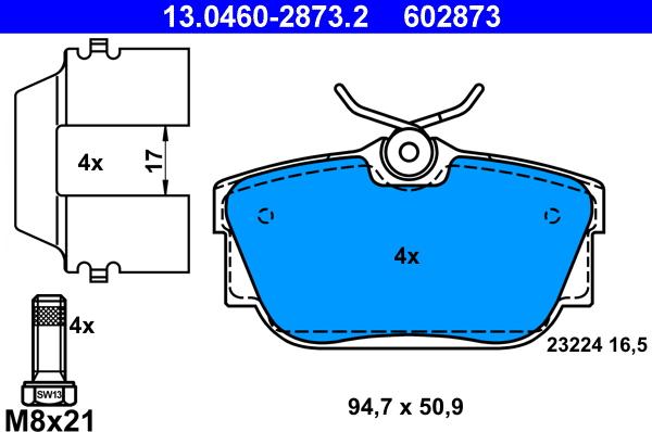 ATE 13.0460-2873.2 - Bremžu uzliku kompl., Disku bremzes www.autospares.lv