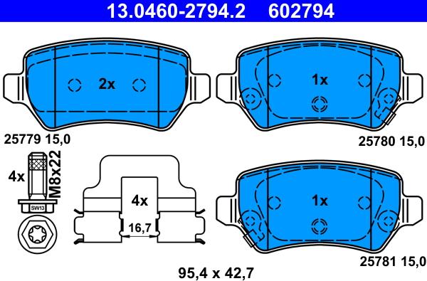 ATE 13.0460-2794.2 - Bremžu uzliku kompl., Disku bremzes autospares.lv