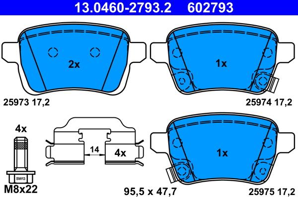 ATE 13.0460-2793.2 - Bremžu uzliku kompl., Disku bremzes www.autospares.lv